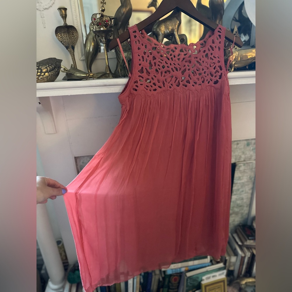 ANTHROPOLOGIE Coral lacework shift dress - Picture 4 of 6
